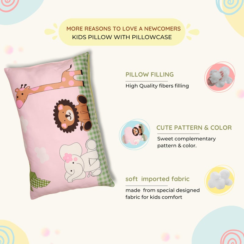 NEW COMERS® Baby Pillow with Super Soft Imported Fabric, 1 Month to 5 Year Kids Pillows, Animal & Cartoon Prints, Kids Pillow for Sleep,Bed Set,Head Shaping,Neck Support-12 x 18 in-214 - Image 3