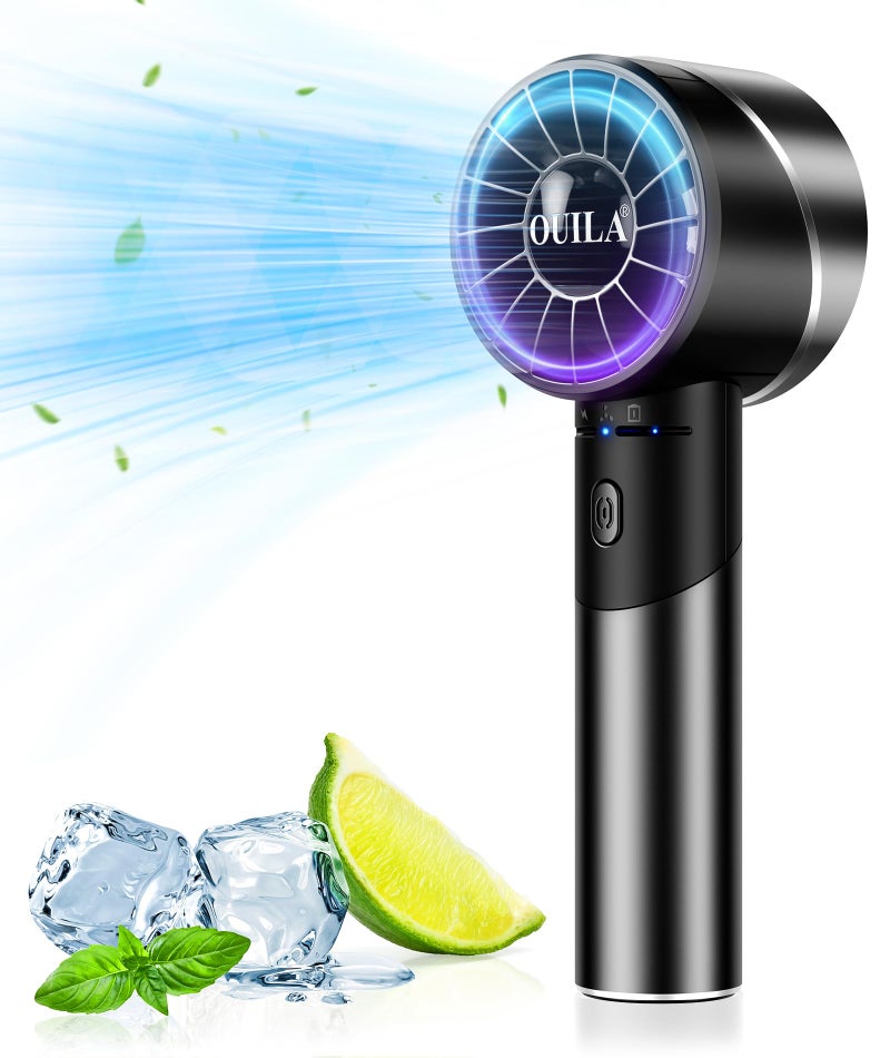 OUILA Handheld Fan Mini Portable Fan USB Rechargeable Fan with 4 Speeds Powerful Hand Fan for Travel Camping Home OfficeBlack FS00010229
