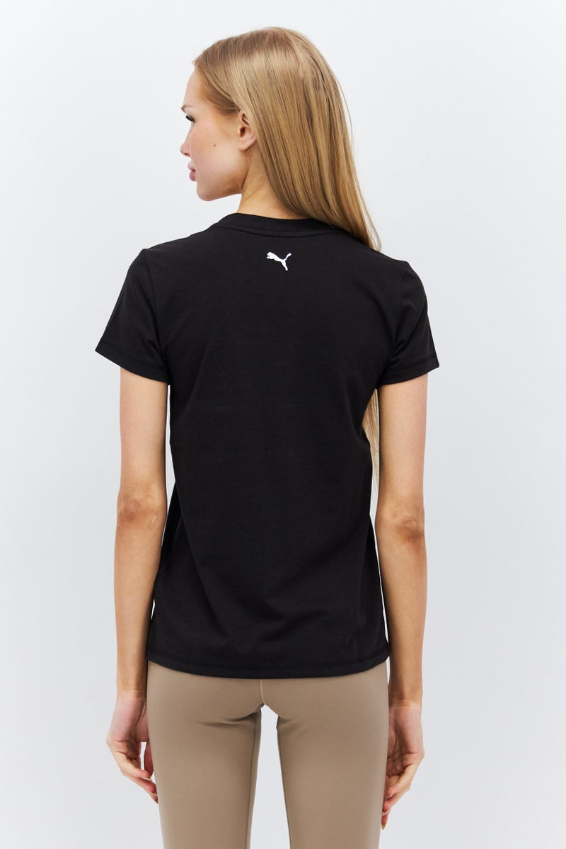 PUMA تي شيرت رياضي نسائي بأكمام قصيرة مناسب في الهواء الطلق، أسود - Image 2