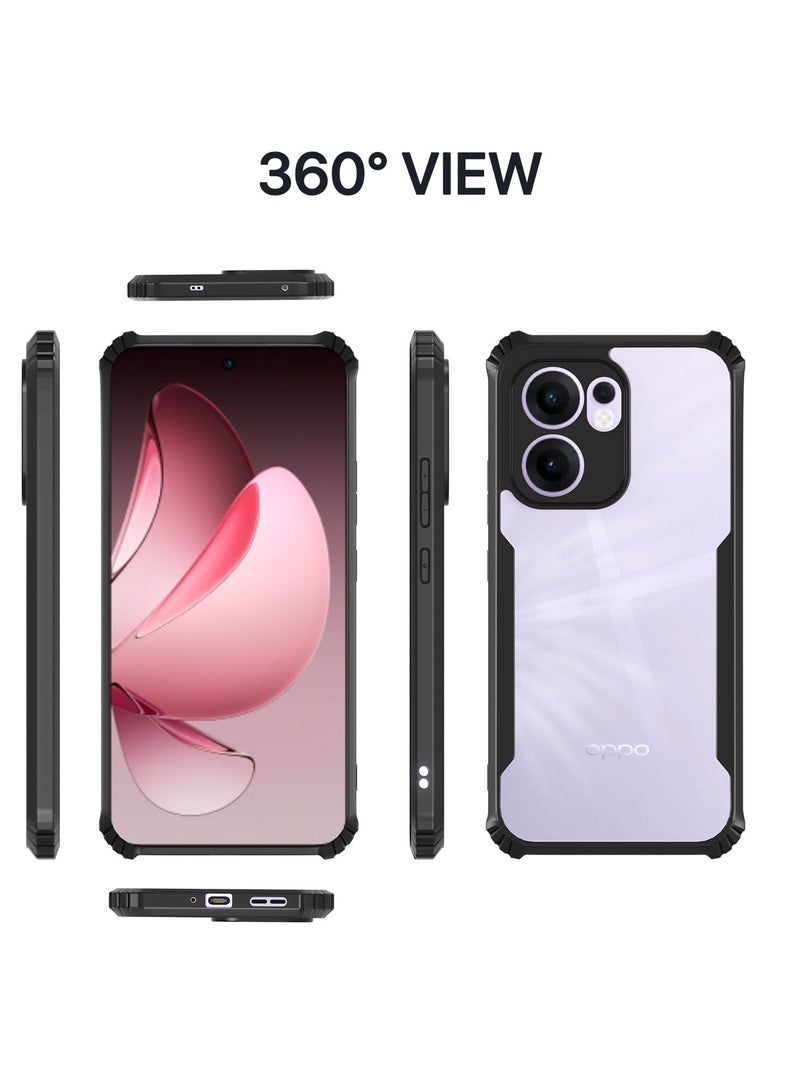 Case for Oppo Reno 13 F 5G Clear Cover Hard PC Back Cover with Shockproof TPU Black Border 360 Degree Impact Resistant non-Yellowing Transparent Cover For Oppo Reno13 F 5G - Image 5