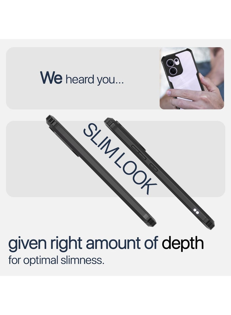 Case for Oppo Reno 13 F 5G Clear Cover Hard PC Back Cover with Shockproof TPU Black Border 360 Degree Impact Resistant non-Yellowing Transparent Cover For Oppo Reno13 F 5G - Image 4