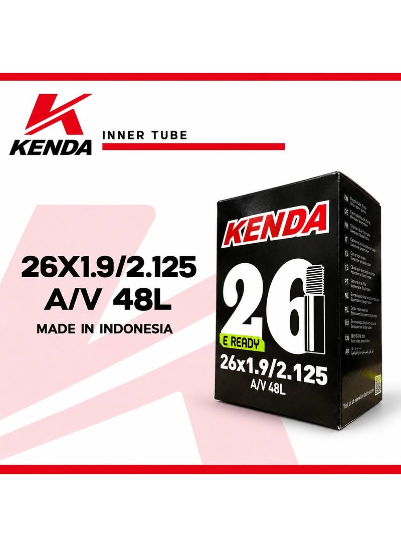 كيندا تيوب داخلي دراجة KENDA مقاس 26×1.9/2.125 بصمام أمريكي Schrader بطول 48 مم – صناعة إندونيسية - Image 1
