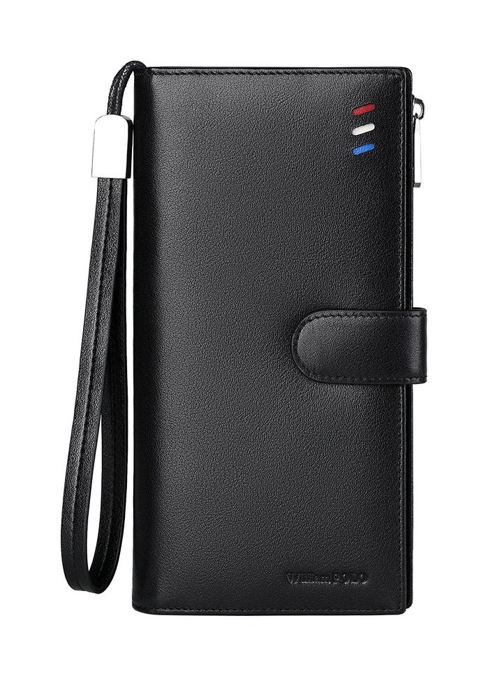 Williampolo William Polo men's long wallet, top layer cowhide, large capacity multifunctional men's handbag, casual business style leather wallet - Image 1