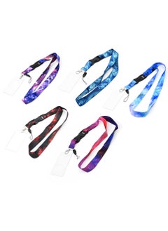 FIS Bag of 5 Assorted Fancy Lanyard With Metal Hook Width:2.5CM, Length:90CM  with 5 Transparent Name Badge 62x102 MM Assorted Colour -FSNAF-5