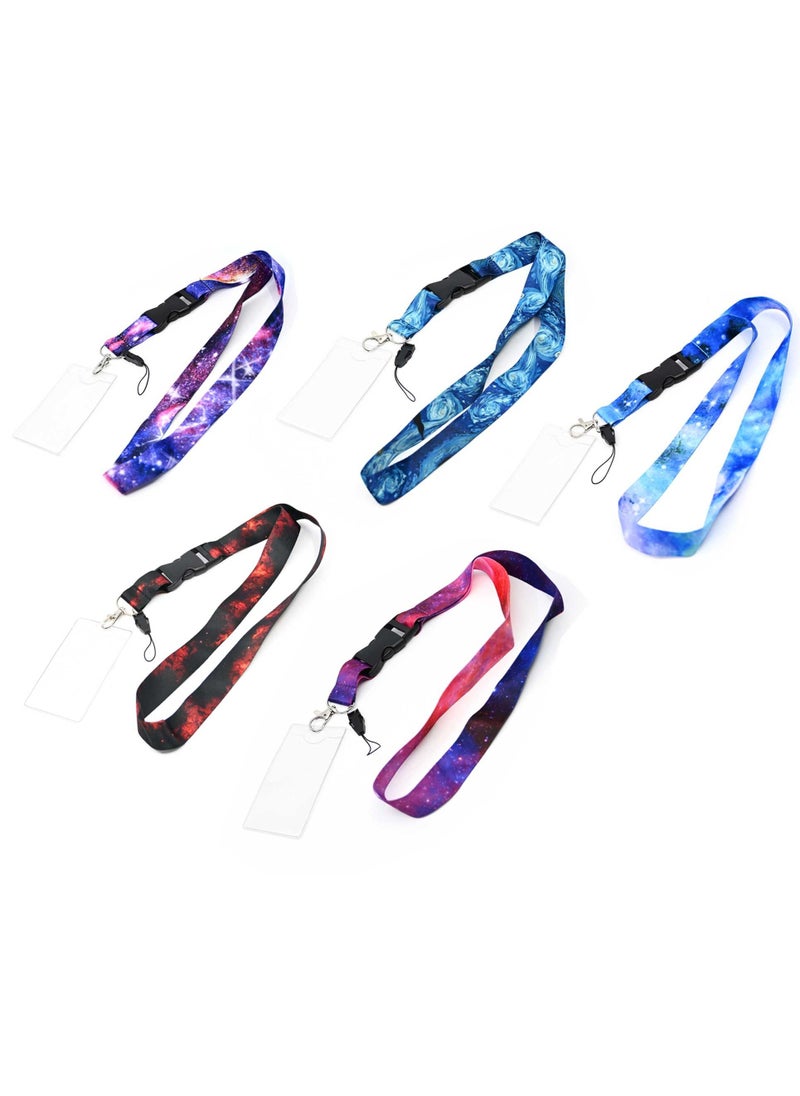 FIS - FIS Bag of 5 Assorted Fancy Lanyard With Metal Hook Width:2.5CM, Length:90CM  with 5 Transparent Name Badge 62x102 MM Assorted Colour -FSNAF-5 - Image 1