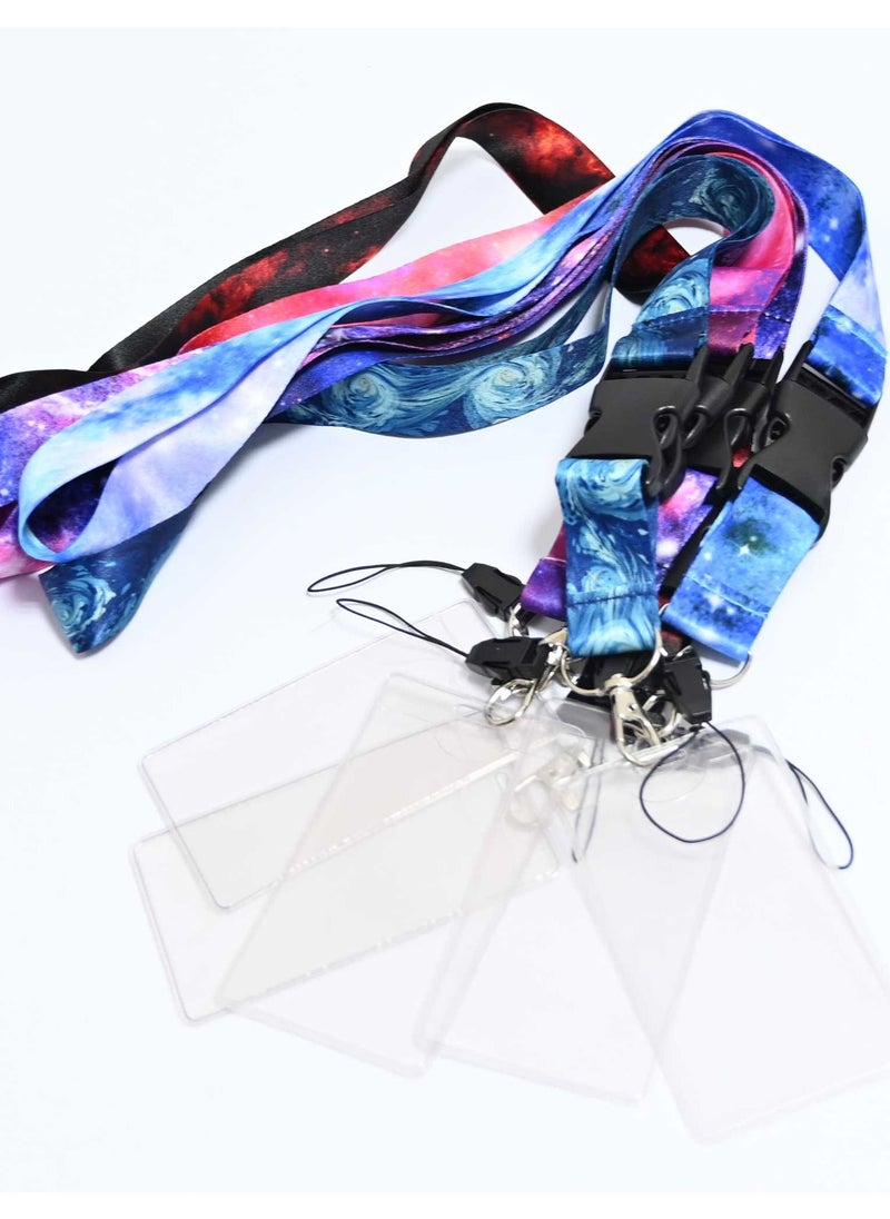 FIS - FIS Bag of 5 Assorted Fancy Lanyard With Metal Hook Width:2.5CM, Length:90CM  with 5 Transparent Name Badge 62x102 MM Assorted Colour -FSNAF-5 - Image 1