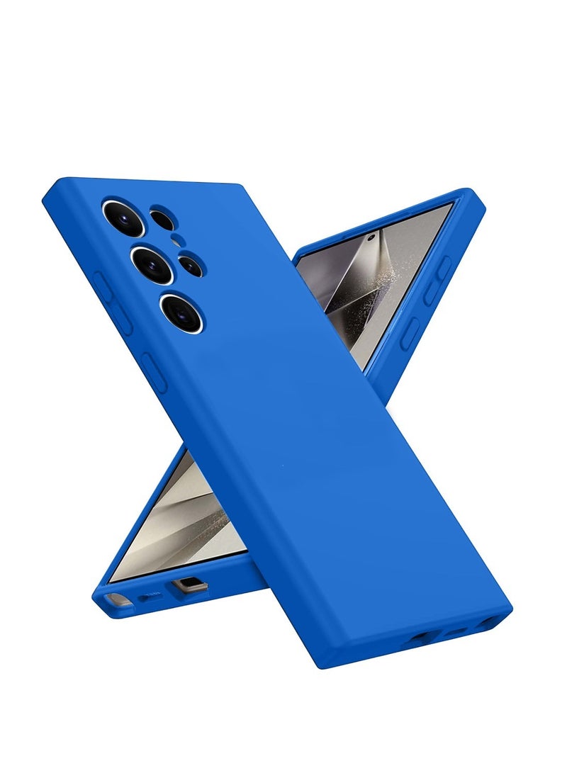 Techie Soft Smooth Silicone Magnetic Back Cover Case with Inner Microfiber Lining for Samsung Galaxy S24 Ultra - Blue - Image 1