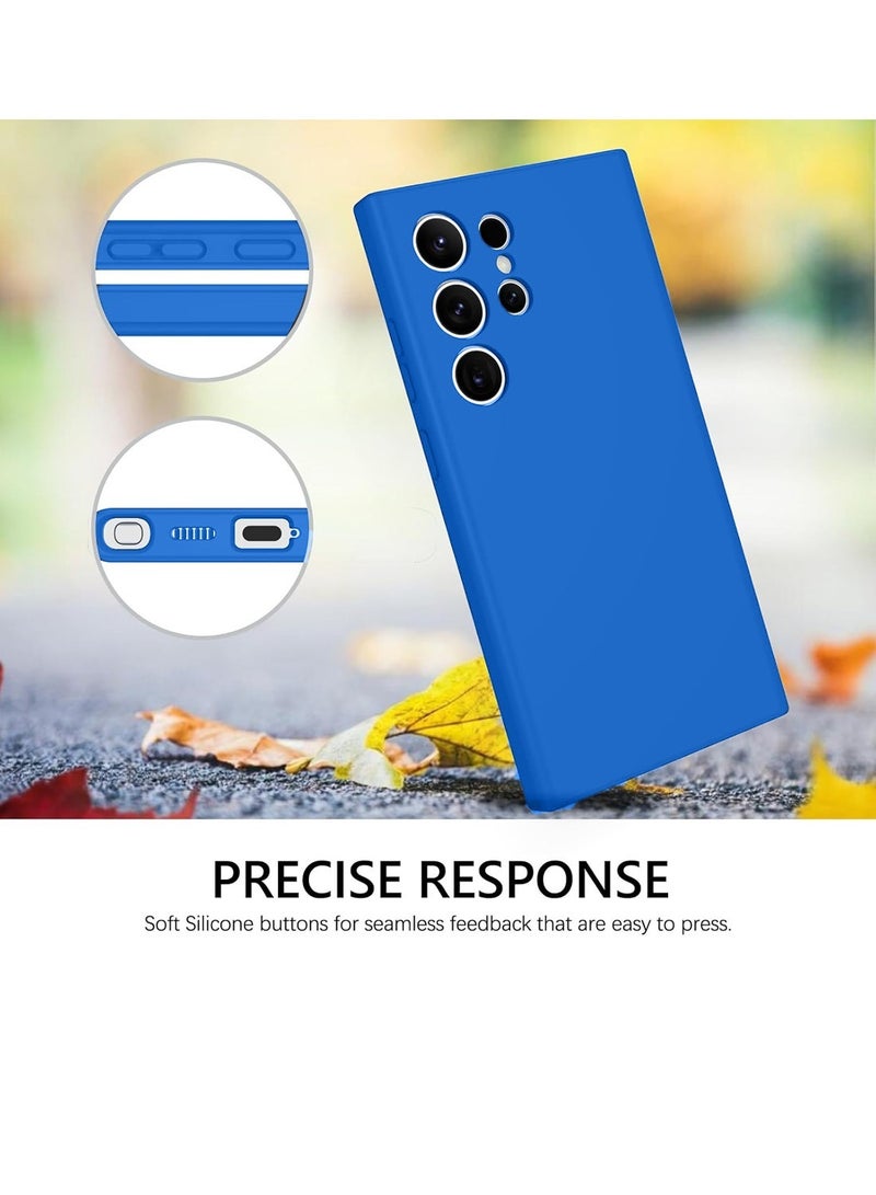 Techie Soft Smooth Silicone Magnetic Back Cover Case with Inner Microfiber Lining for Samsung Galaxy S24 Ultra - Blue - Image 5