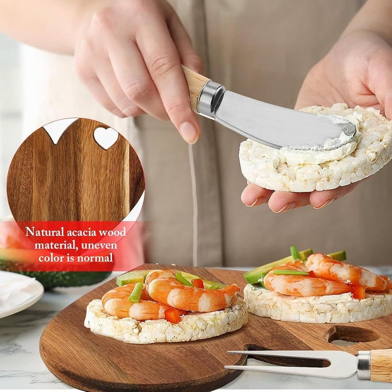 Heart Charcuterie Board with with Knife and Fork, Wood Hanging Cheese Board Set Heart Shaped Platter for Home Wedding Party - Image 2