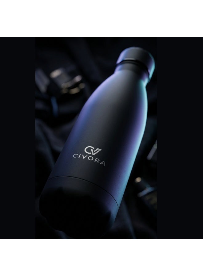 CIVORA Premium Soft Touch Matte Cola Bottle 500ml Stainless Steel Insulated Water Bottle Leakproof Portable for Gym Office Travel BPA Free - Image 2