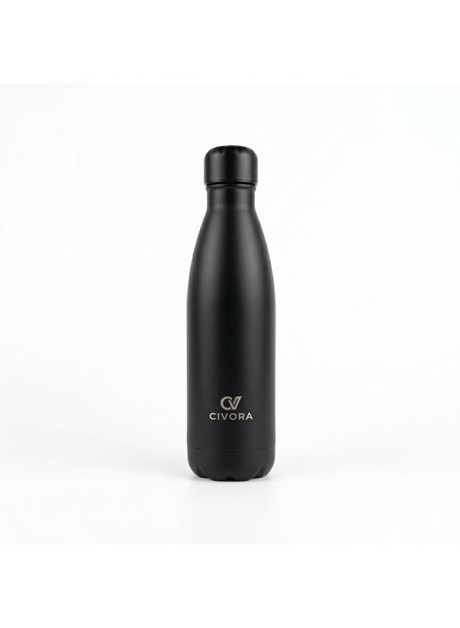 CIVORA Premium Soft Touch Matte Cola Bottle 500ml Stainless Steel Insulated Water Bottle Leakproof Portable for Gym Office Travel BPA Free - Image 1