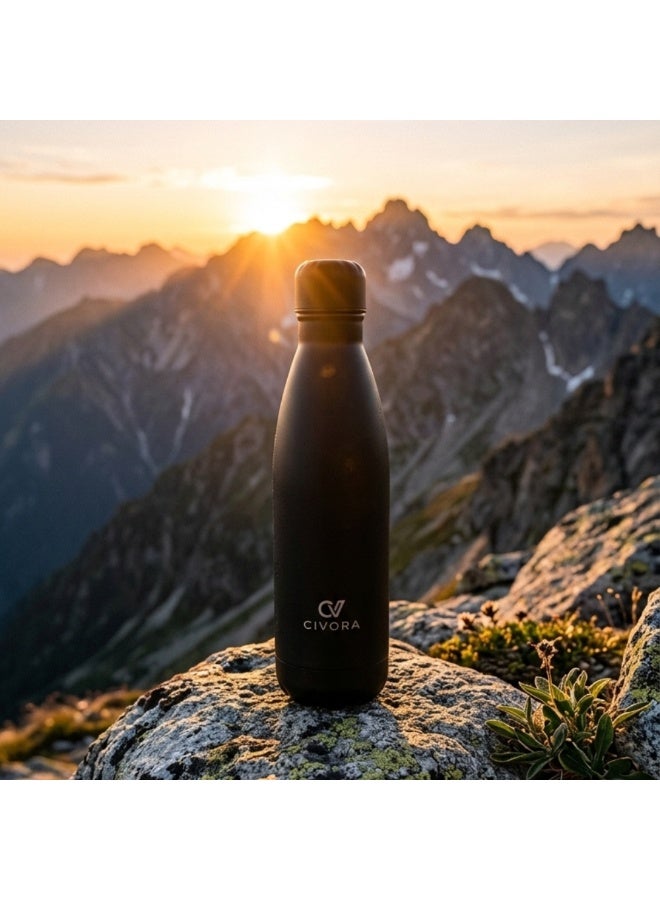 CIVORA Premium Soft Touch Matte Cola Bottle 500ml Stainless Steel Insulated Water Bottle Leakproof Portable for Gym Office Travel BPA Free - Image 5