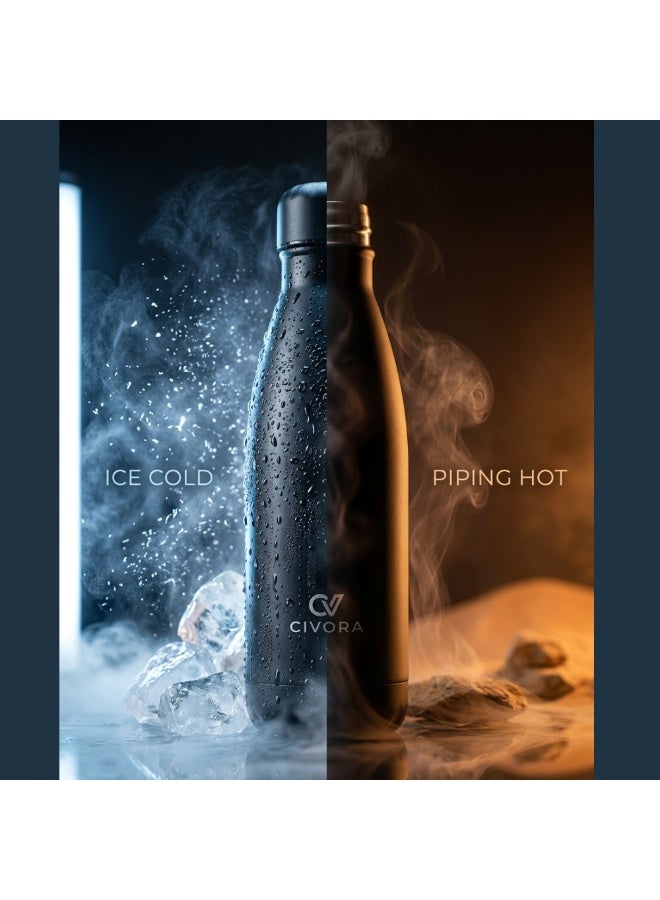 CIVORA Premium Soft Touch Matte Cola Bottle 500ml Stainless Steel Insulated Water Bottle Leakproof Portable for Gym Office Travel BPA Free - Image 3
