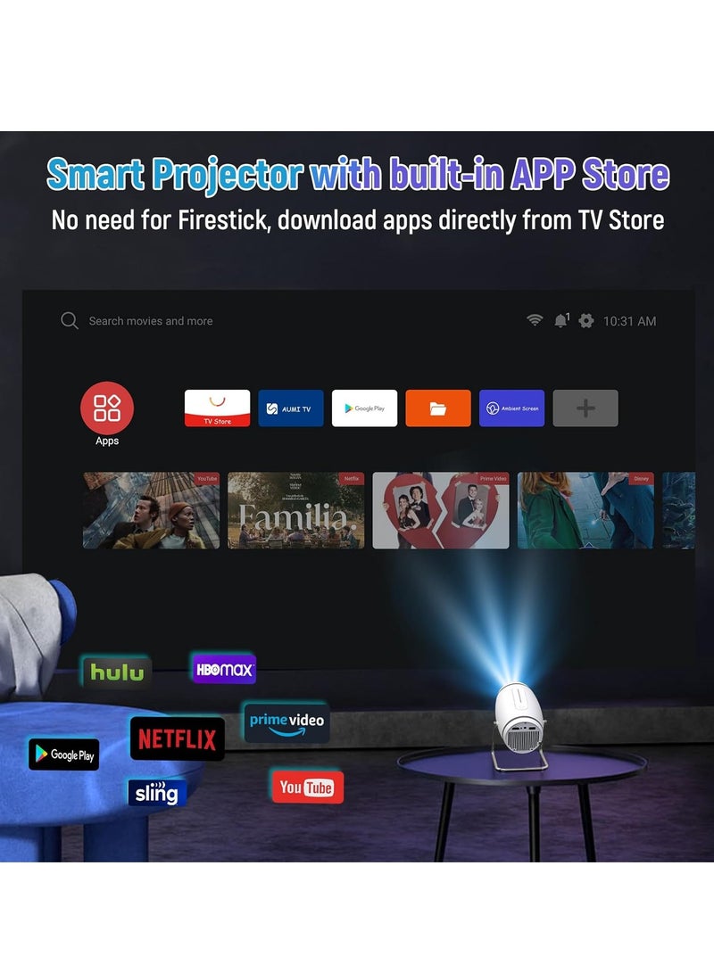أونليماي فقط جهاز عرض صغير، جهاز عرض مزود بشبكة واي فاي وبلوتوث، يدعم 4K 1080P، جهاز عرض محمول قابل للدوران 180 درجة، شاشة 130 بوصة، جهاز عرض أفلام، جهاز عرض تلقائي، متوافق مع HDMI/USB/الهاتف الذكي/الكمبيوتر الشخصي/الكمبيوتر المحمول - Image 3