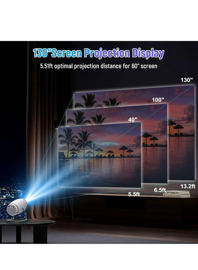 أونليماي فقط جهاز عرض صغير، جهاز عرض مزود بشبكة واي فاي وبلوتوث، يدعم 4K 1080P، جهاز عرض محمول قابل للدوران 180 درجة، شاشة 130 بوصة، جهاز عرض أفلام، جهاز عرض تلقائي، متوافق مع HDMI/USB/الهاتف الذكي/الكمبيوتر الشخصي/الكمبيوتر المحمول - Image 5