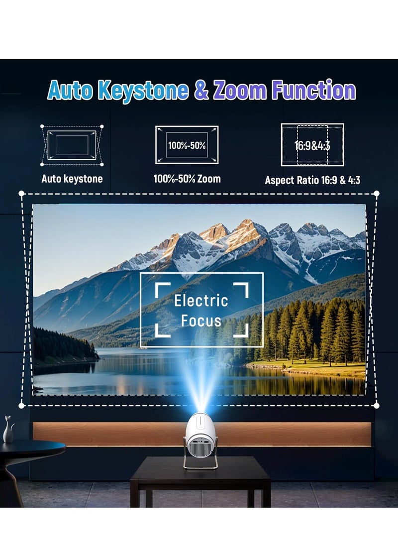 أونليماي فقط جهاز عرض صغير، جهاز عرض مزود بشبكة واي فاي وبلوتوث، يدعم 4K 1080P، جهاز عرض محمول قابل للدوران 180 درجة، شاشة 130 بوصة، جهاز عرض أفلام، جهاز عرض تلقائي، متوافق مع HDMI/USB/الهاتف الذكي/الكمبيوتر الشخصي/الكمبيوتر المحمول - Image 4