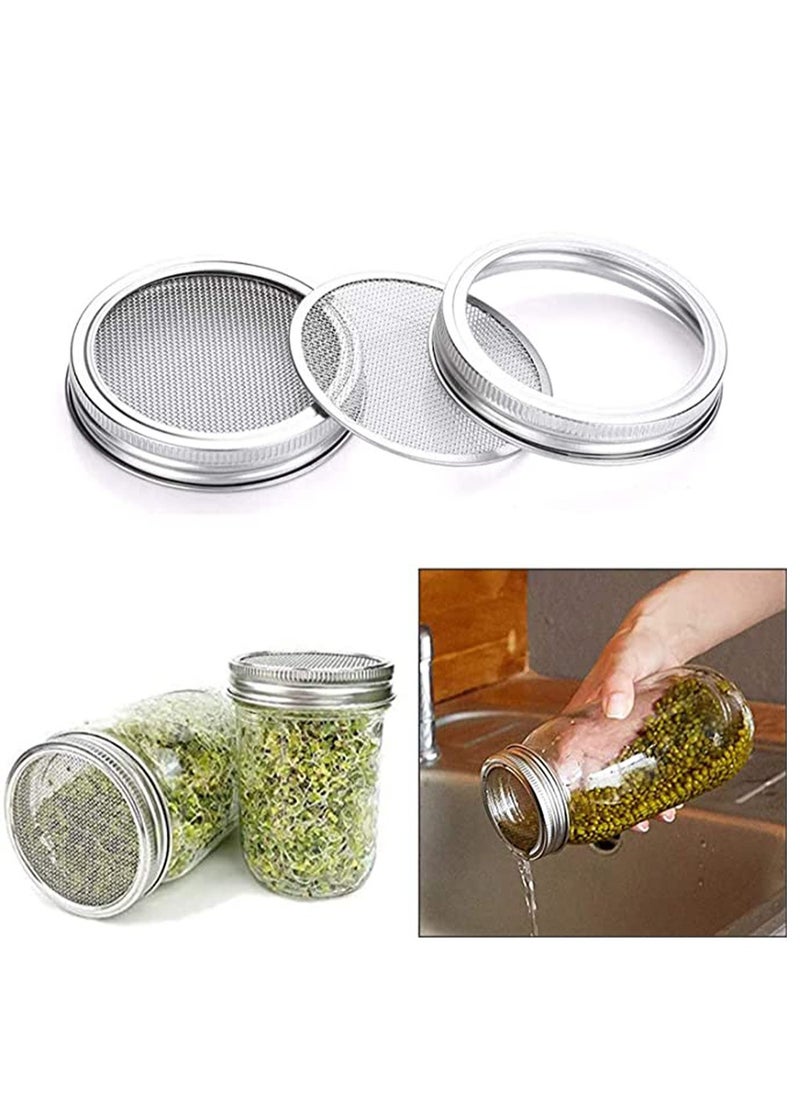 KASTWAVE 4 Pcs Stainless Steel Sprouting Jar Lid Kit, Mesh Strainer Seed Germinator Lid Kit, Making Organic Sprout Seeds in House and Kitchen  - Image 5