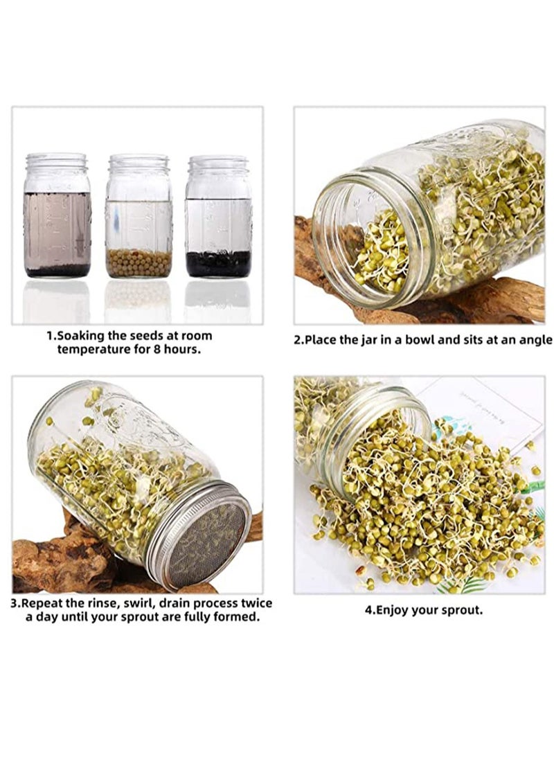 KASTWAVE 4 Pcs Stainless Steel Sprouting Jar Lid Kit, Mesh Strainer Seed Germinator Lid Kit, Making Organic Sprout Seeds in House and Kitchen  - Image 2