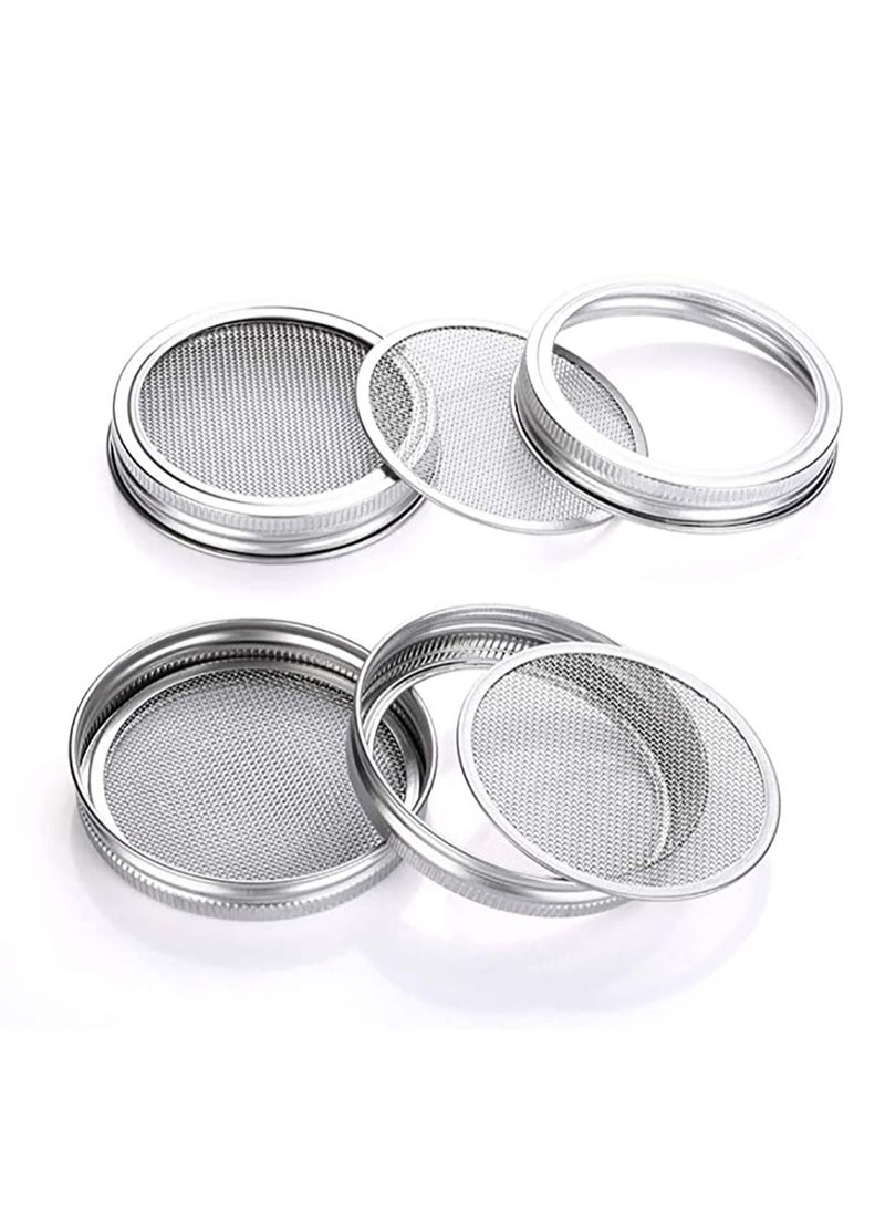 KASTWAVE 4 Pcs Stainless Steel Sprouting Jar Lid Kit, Mesh Strainer Seed Germinator Lid Kit, Making Organic Sprout Seeds in House and Kitchen  - Image 1