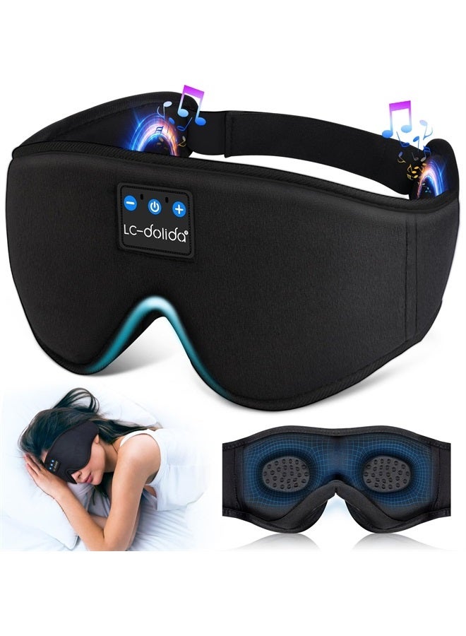 LC-dolida Sleep Headphones, 3D Sleep Mask Bluetooth Wireless Music Eye Mask, Sleeping Headphones for Side Sleepers Sleep Mask with Bluetooth Headphones Ultra-Thin Stereo Speakers Perfect for Sleeping - Image 1