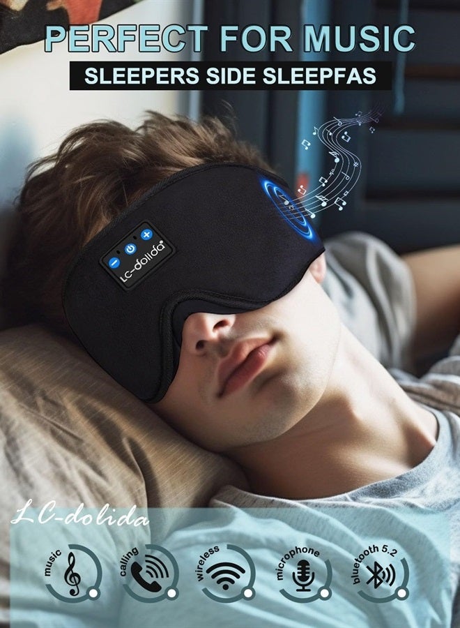 LC-dolida Sleep Headphones, 3D Sleep Mask Bluetooth Wireless Music Eye Mask, Sleeping Headphones for Side Sleepers Sleep Mask with Bluetooth Headphones Ultra-Thin Stereo Speakers Perfect for Sleeping - Image 3