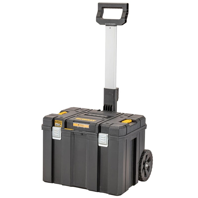 DEWALT DEWALT DWST833471 TSTAK HeavyDuty Portable Mobile Storage Box With Removable Tray Compartment IP54 Rated Waterseal 50 Kg Weight Capacity 7 Durable WheelsTelescopic Handle 512x635x435 cm  - Image 2