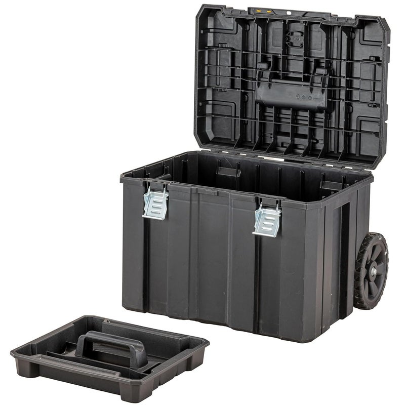 DEWALT DEWALT DWST833471 TSTAK HeavyDuty Portable Mobile Storage Box With Removable Tray Compartment IP54 Rated Waterseal 50 Kg Weight Capacity 7 Durable WheelsTelescopic Handle 512x635x435 cm  - Image 3