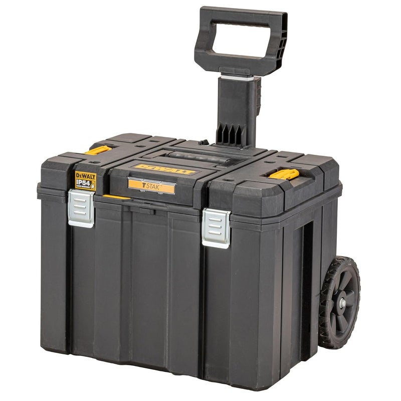 DEWALT DEWALT DWST833471 TSTAK HeavyDuty Portable Mobile Storage Box With Removable Tray Compartment IP54 Rated Waterseal 50 Kg Weight Capacity 7 Durable WheelsTelescopic Handle 512x635x435 cm  - Image 1