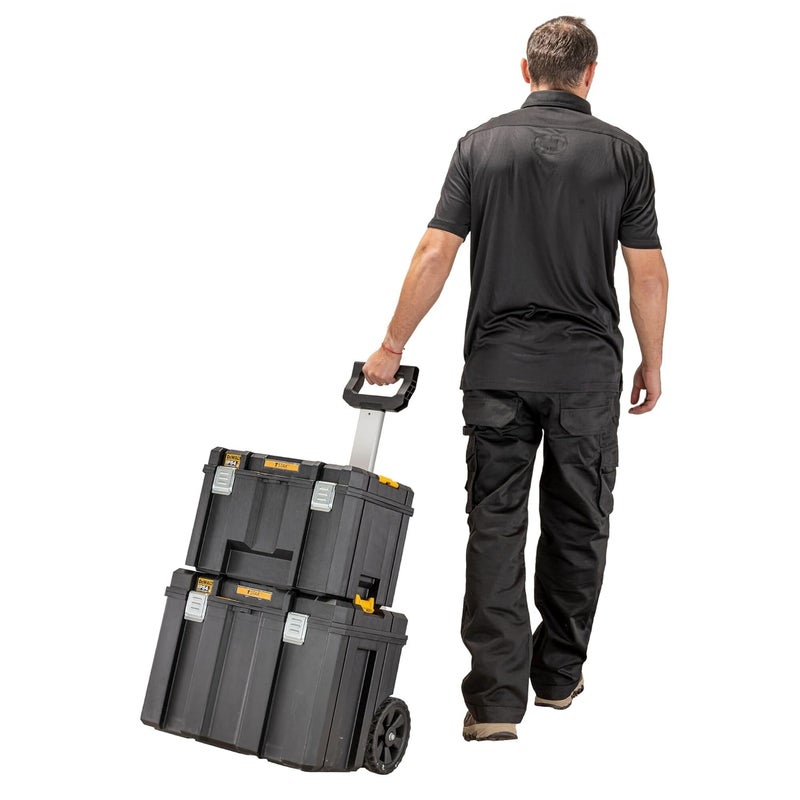DEWALT DEWALT DWST833471 TSTAK HeavyDuty Portable Mobile Storage Box With Removable Tray Compartment IP54 Rated Waterseal 50 Kg Weight Capacity 7 Durable WheelsTelescopic Handle 512x635x435 cm  - Image 5
