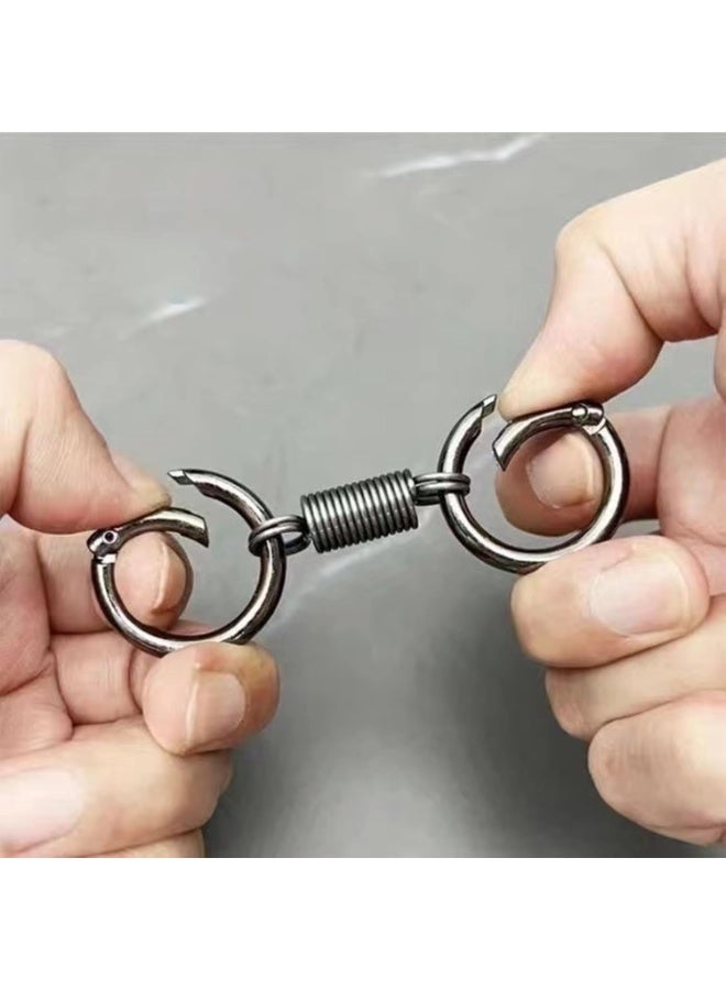 KENSUO 3pcs Nordic Retro Spring Double Ring Keychain Dual Split Key Ring Keychain - Image 3