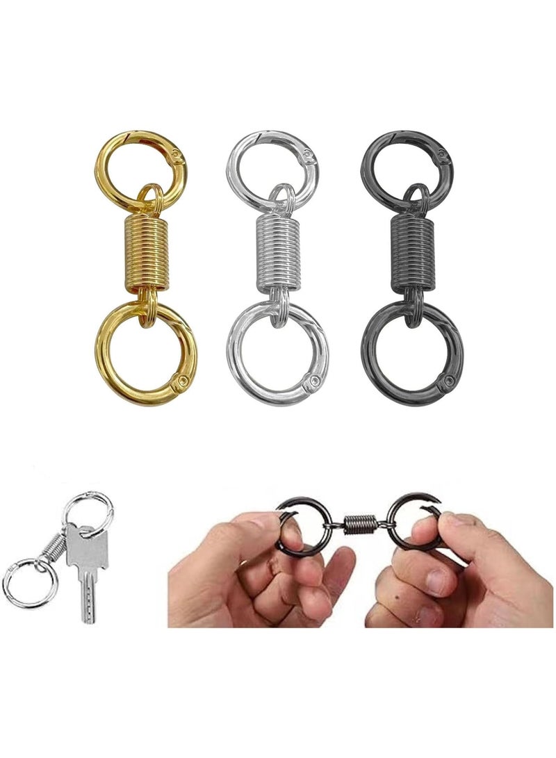 KENSUO 3pcs Nordic Retro Spring Double Ring Keychain Dual Split Key Ring Keychain - Image 1