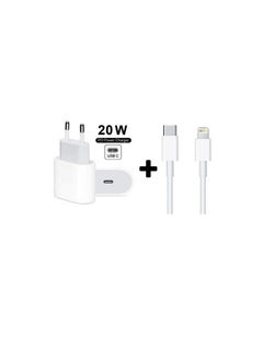 محول طاقة USB-C بقدرة 20 وات مع كابل لايتنينج إلى USB-C
