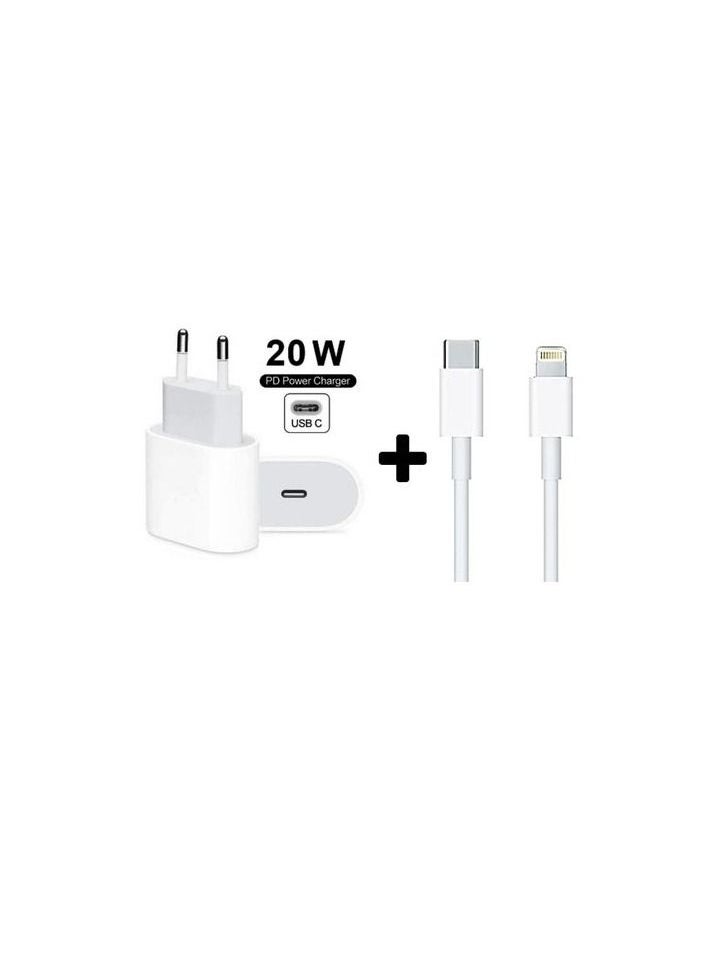ماركة غير محددة - محول طاقة USB-C بقدرة 20 وات مع كابل لايتنينج إلى USB-C - Image 1