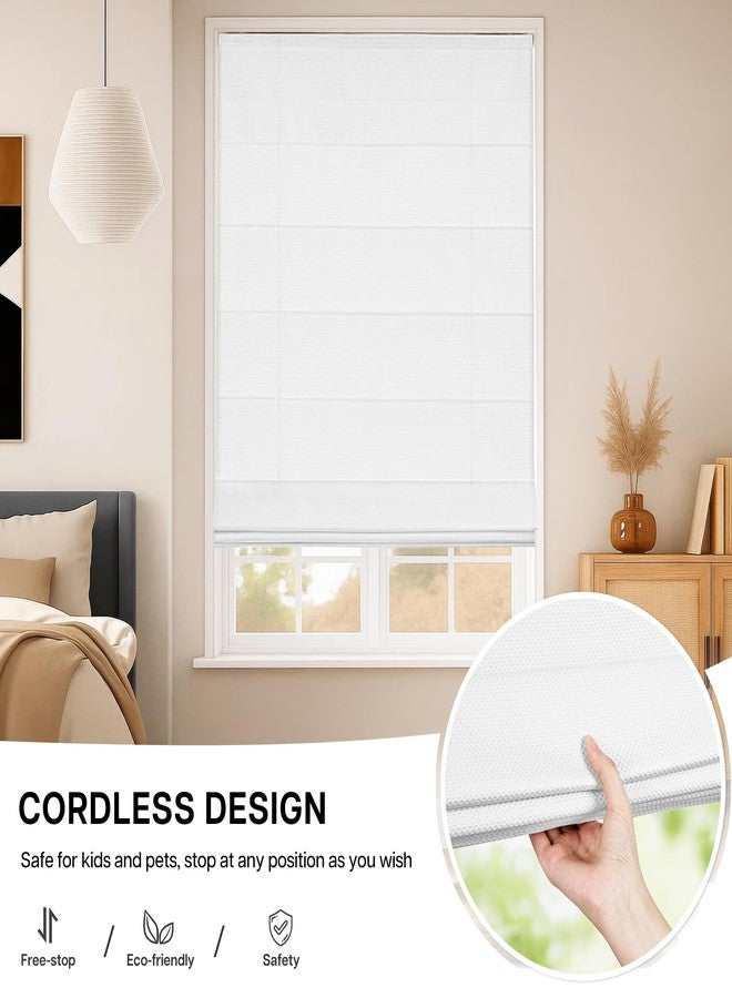 LazBlinds ستائر رومانية لاسلكية من لاز بلايندز - سهلة التركيب بدون أدوات أو مثقاب، ستائر معتمة للنوافذ، عازلة للحرارة، تحجب الأشعة فوق البنفسجية، مناسبة لغرف النوم والمعيشة، مقاس النافذة 20 بوصة عرض × 48 بوصة ارتفاع، لون أبيض - Image 5