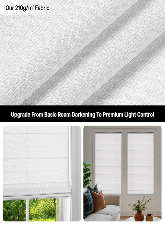 LazBlinds ستائر رومانية لاسلكية من لاز بلايندز - سهلة التركيب بدون أدوات أو مثقاب، ستائر معتمة للنوافذ، عازلة للحرارة، تحجب الأشعة فوق البنفسجية، مناسبة لغرف النوم والمعيشة، مقاس النافذة 20 بوصة عرض × 48 بوصة ارتفاع، لون أبيض - Image 2