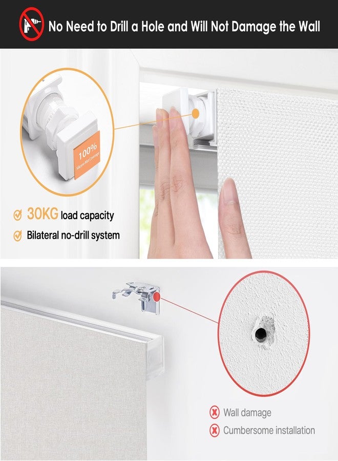 LazBlinds ستائر رومانية لاسلكية من لاز بلايندز - سهلة التركيب بدون أدوات أو مثقاب، ستائر معتمة للنوافذ، عازلة للحرارة، تحجب الأشعة فوق البنفسجية، مناسبة لغرف النوم والمعيشة، مقاس النافذة 20 بوصة عرض × 48 بوصة ارتفاع، لون أبيض - Image 3