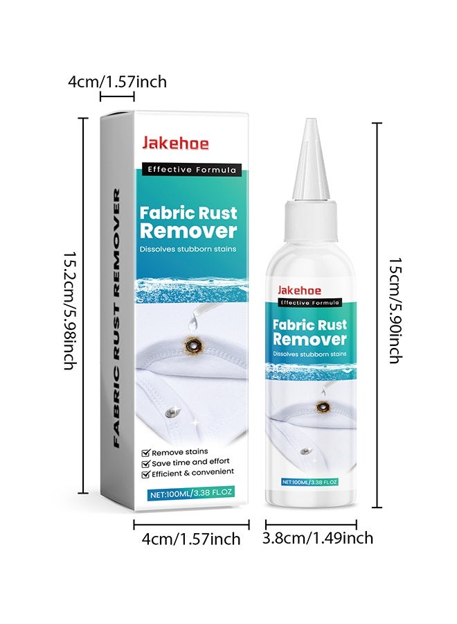 Jakehoe 100 مل مزيل صدأ الأقمشة - مزيل بقع الصدأ للملابس - 2025 ترقية إزالة بقع الصدأ من القماش - مزيل بقع متعدد الوظائف - سهل الاستخدام للغسيل وجميع الملابس (1 قطعة) - Image 2