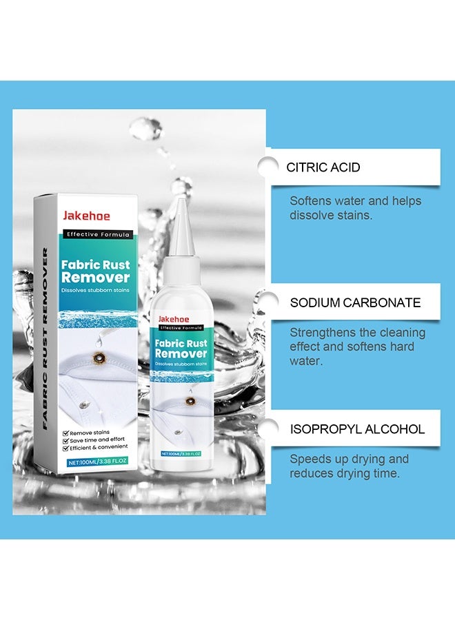 Jakehoe 100 مل مزيل صدأ الأقمشة - مزيل بقع الصدأ للملابس - 2025 ترقية إزالة بقع الصدأ من القماش - مزيل بقع متعدد الوظائف - سهل الاستخدام للغسيل وجميع الملابس (1 قطعة) - Image 5