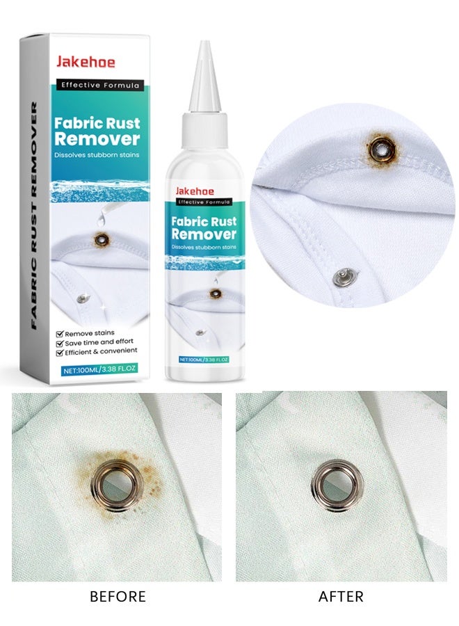 Jakehoe 100 مل مزيل صدأ الأقمشة - مزيل بقع الصدأ للملابس - 2025 ترقية إزالة بقع الصدأ من القماش - مزيل بقع متعدد الوظائف - سهل الاستخدام للغسيل وجميع الملابس (1 قطعة) - Image 1