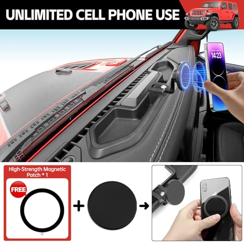 Utiiy Magnetic Phone Mount Holder Fit for 2021-2023 Jeep Wrangler JL JLU 4XE Car Dashboard Multi-Mount Phone Holder Dash Tray for 2023 Jeep JL 4XE Accessories(2021-2023 4XE, Not for Gladiator/4X4) - Image 5