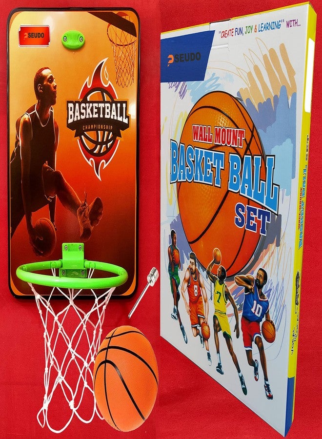 PSEUDO Basket Ball for Kids Portable Set with Hanging Board, Net, Ball Indoor and Outdoor Game Good Pastime Gift Set Multicolor Standard(100% Made in India)(Any One) - Image 2