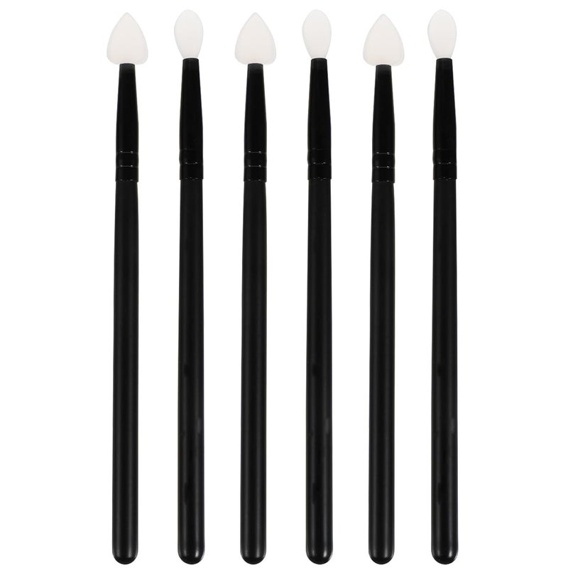 6pcs Silicone Lip and Eyeshadow Applicator Brush Set with Black Handles, Portable Makeup Brushes for Lipstick and Eye Shadow Application, Suitable for Travel and Daily Cosmetics - Image 1
