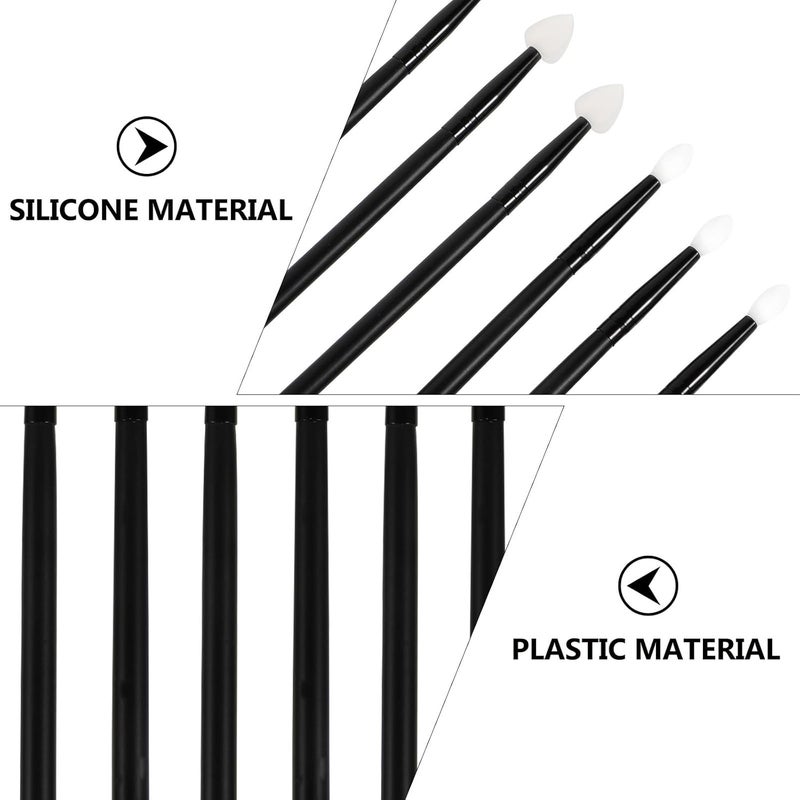 6pcs Silicone Lip and Eyeshadow Applicator Brush Set with Black Handles, Portable Makeup Brushes for Lipstick and Eye Shadow Application, Suitable for Travel and Daily Cosmetics - Image 3