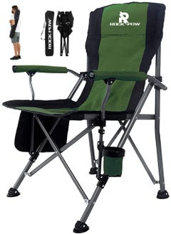 Rock Pow Outdoor Portable Camping Chair Lightweight Folding Camping Chair Heavy Duty Support 145KG High Back Padded Lawn Chair with Arm Rest Cup Holder and Portable Carrying Bag  - Image 1