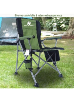 Rock Pow Outdoor Portable Camping Chair Lightweight Folding Camping Chair Heavy Duty Support 145KG High Back Padded Lawn Chair with Arm Rest Cup Holder and Portable Carrying Bag  - Image 2