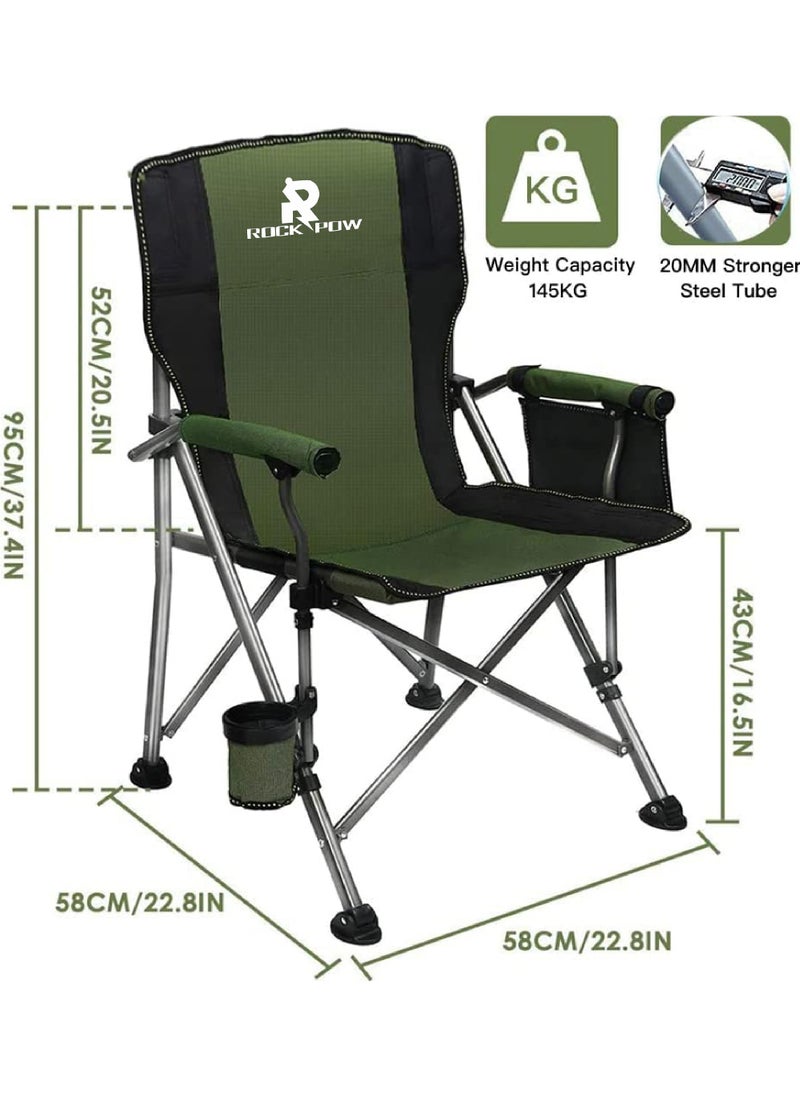 Rock Pow Outdoor Portable Camping Chair Lightweight Folding Camping Chair Heavy Duty Support 145KG High Back Padded Lawn Chair with Arm Rest Cup Holder and Portable Carrying Bag  - Image 3