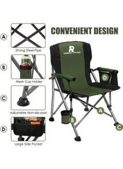 Rock Pow Outdoor Portable Camping Chair Lightweight Folding Camping Chair Heavy Duty Support 145KG High Back Padded Lawn Chair with Arm Rest Cup Holder and Portable Carrying Bag  - Image 5