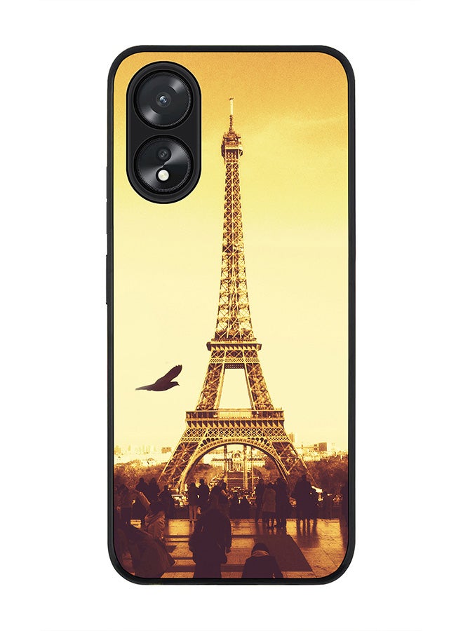 Stylizedd Rugged Black Edge case for Oppo A18 / Oppo A38, Slim fit Soft Case Flexible Rubber Edges Anti Drop TPU Gel Thin Cover - Paris - Eiffel Tower - Image 1