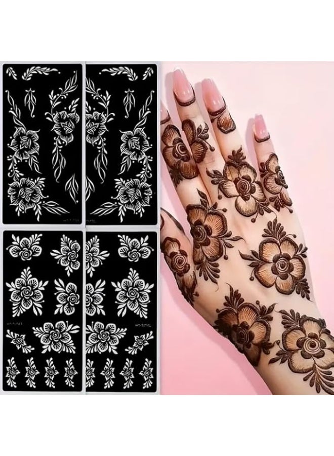Henna Stencils for Body Art, Floral Design, Reusable Mehndi Templates, Hand Decoration - Image 5