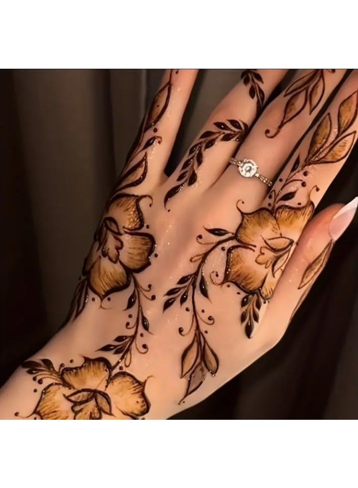Henna Stencils for Body Art, Floral Design, Reusable Mehndi Templates, Hand Decoration - Image 3